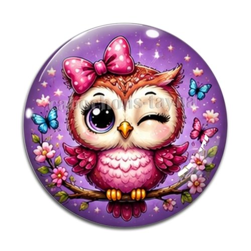 Cabochon chouette, cabochon résine - ou verre rond différente taille