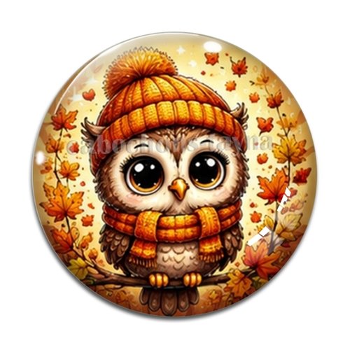 Cabochon chouette, cabochon résine - ou verre rond différente taille