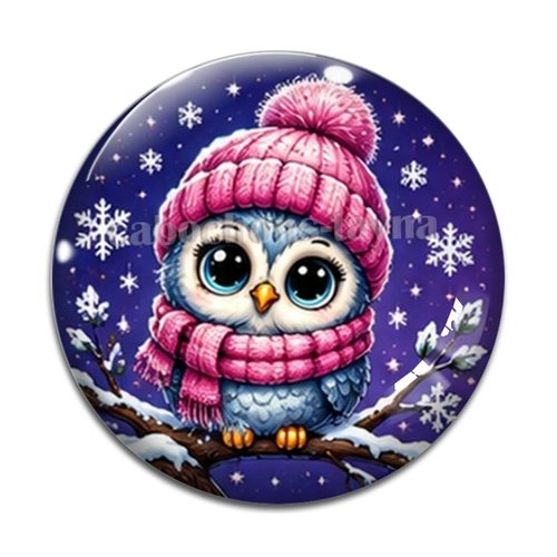 Cabochon chouette, cabochon résine - ou verre rond différente taille