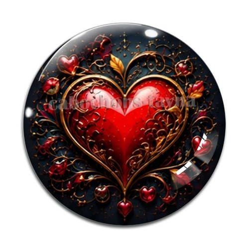 Cabochon coeur, cabochon résine, verre rond différente taille