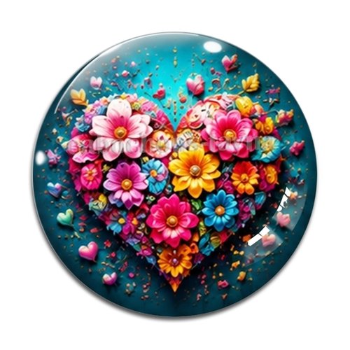 Cabochon coeur, cabochon résine, verre rond différente taille