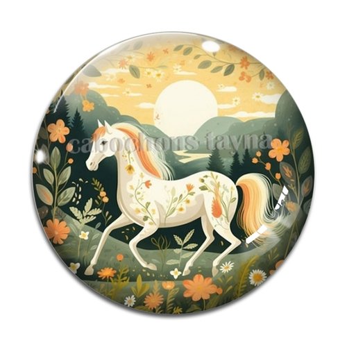 Cabochon cheval, cabochon résine ou verre rond différente taille
