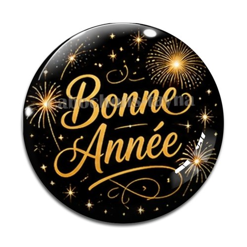 Cabochon bonne année, résine ou en verre différente taille
