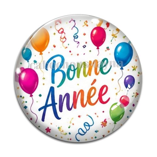 Cabochon bonne année, résine ou en verre différente taille