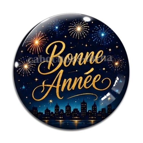 Cabochon bonne année, résine ou en verre différente taille