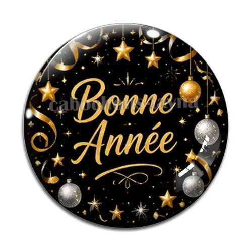 Cabochon bonne année, résine ou en verre différente taille