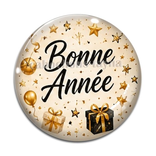 Cabochon bonne année, résine ou en verre différente taille