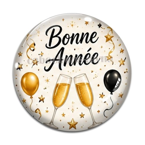 Cabochon bonne année, résine ou en verre différente taille