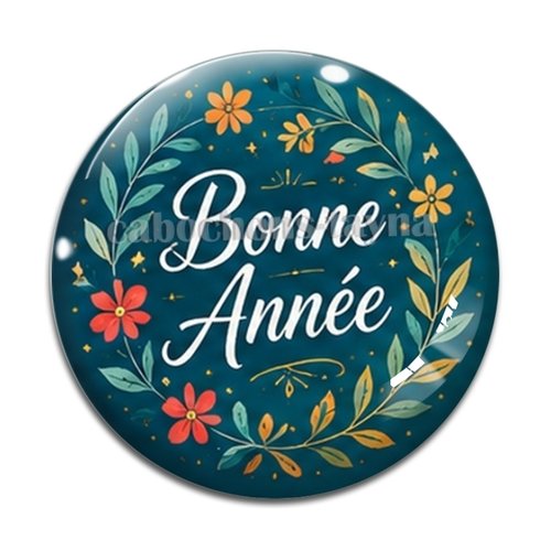 Cabochon bonne année, résine ou en verre différente taille