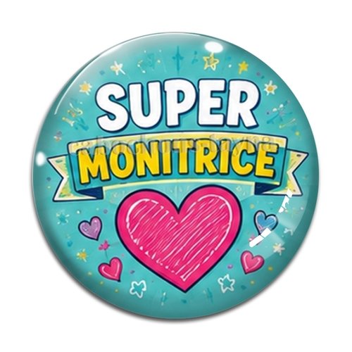 Cabochon super monitrice. cabochon verre ou résine rond- fourniture bijoux