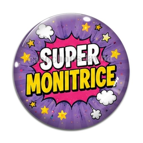Cabochon super monitrice. cabochon verre ou résine rond- fourniture bijoux