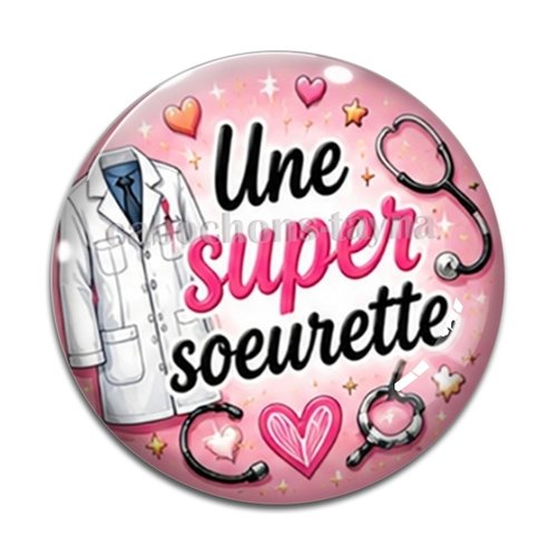 Cabochon une super sœurette, résine ou verre rond différente taille