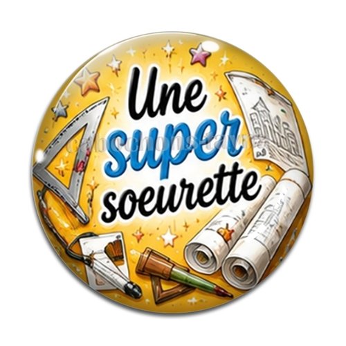 Cabochon une super sœurette, résine ou verre rond différente taille