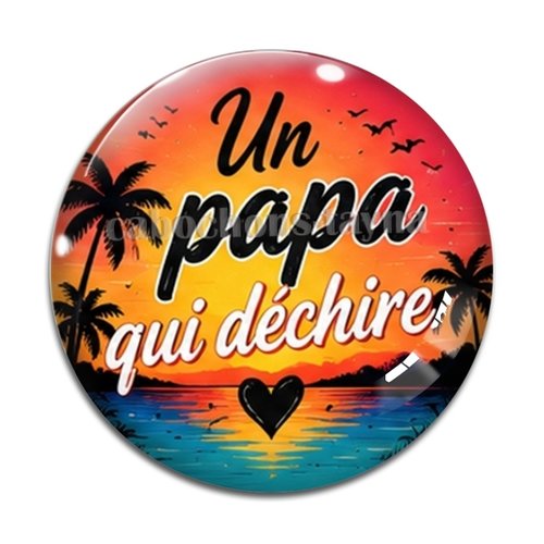 Cabochon un papa qui déchire, résine ou verre rond différente taille