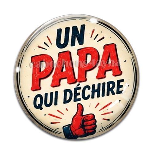 Cabochon un papa qui déchire, résine ou verre rond différente taille