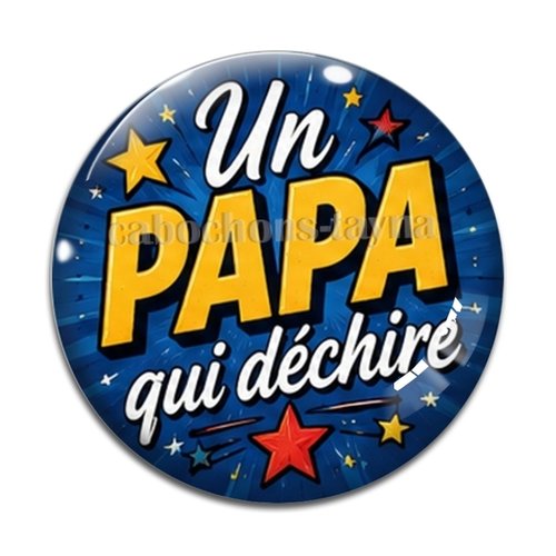 Cabochon un papa qui déchire, résine ou verre rond différente taille