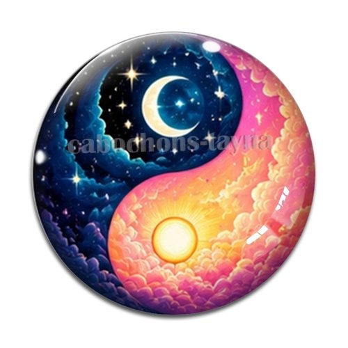 Cabochon  yin yang– résine ou verre – différentes tailles disponibles