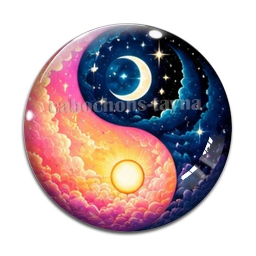 Cabochon  yin yang– résine ou verre – différentes tailles disponibles