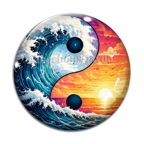 Cabochon  yin yang– résine ou verre – différentes tailles disponibles