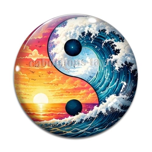 Cabochon  yin yang– résine ou verre – différentes tailles disponibles