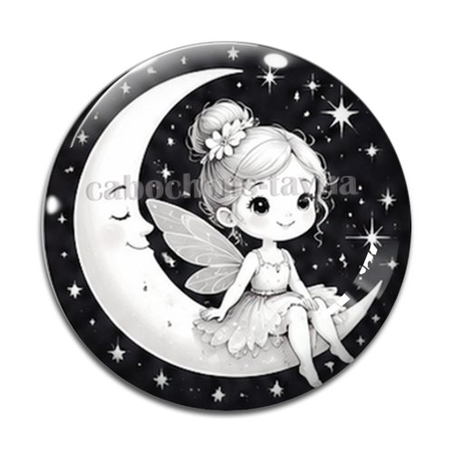 Cabochon fée, cabochon résine, verre rond différente taille