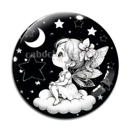 Cabochon fée, cabochon résine, verre rond différente taille