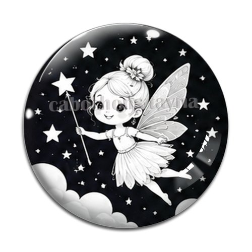 Cabochon fée, cabochon résine, verre rond différente taille