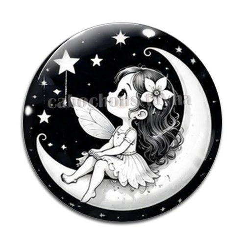 Cabochon fée, cabochon résine, verre rond différente taille