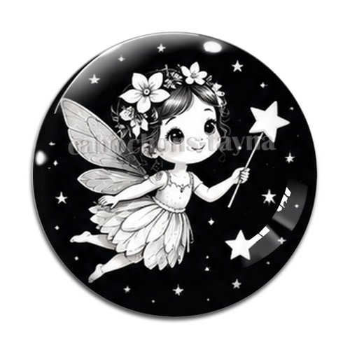 Cabochon fée, cabochon résine, verre rond différente taille