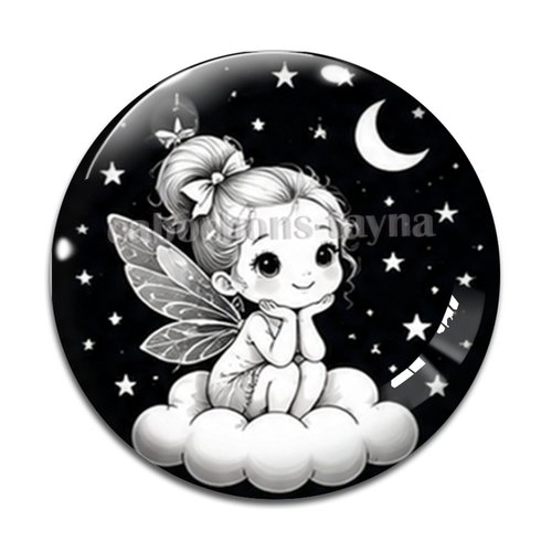 Cabochon fée, cabochon résine, verre rond différente taille