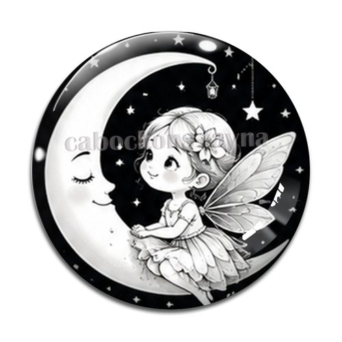 Cabochon fée, cabochon résine, verre rond différente taille
