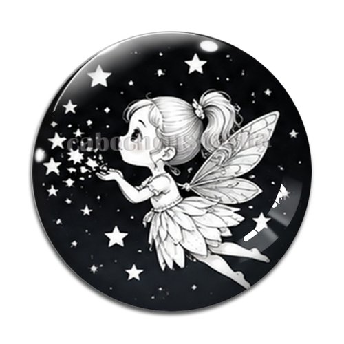 Cabochon fée, cabochon résine, verre rond différente taille