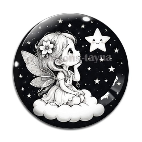 Cabochon fée, cabochon résine, verre rond différente taille