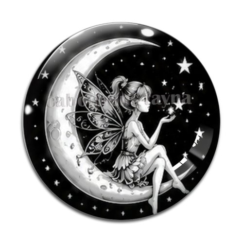 Cabochon fée, cabochon résine, verre rond différente taille