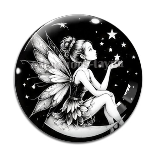Cabochon fée, cabochon résine, verre rond différente taille