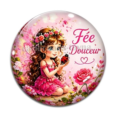 Cabochon fée douceur, cabochon résine, verre rond différente taille