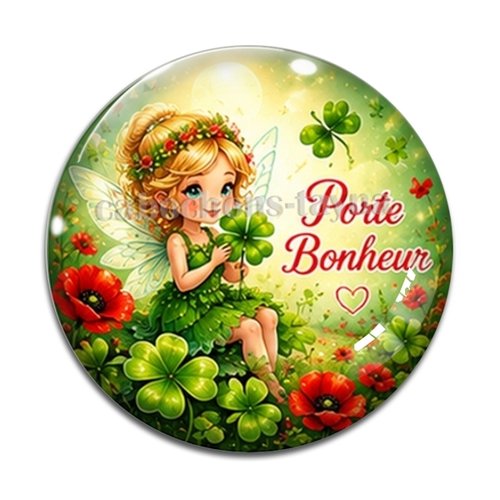 Cabochon fée porte bonheur, cabochon résine, verre rond différente taille