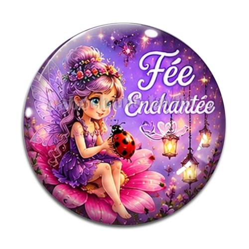 Cabochon fée enchantée, cabochon résine, verre rond différente taille