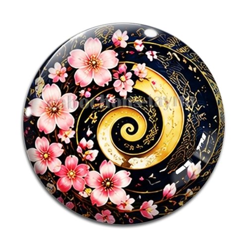 Cabochon spirale fleur, cabochon résine, verre rond différente taille