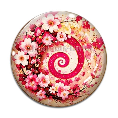Cabochon spirale fleur, cabochon résine, verre rond différente taille