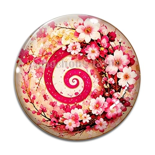 Cabochon spirale fleur, cabochon résine, verre rond différente taille
