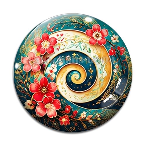 Cabochon spirale fleur, cabochon résine, verre rond différente taille
