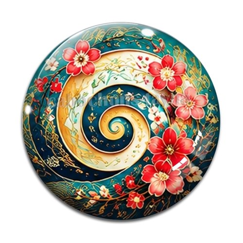 Cabochon spirale fleur, cabochon résine, verre rond différente taille
