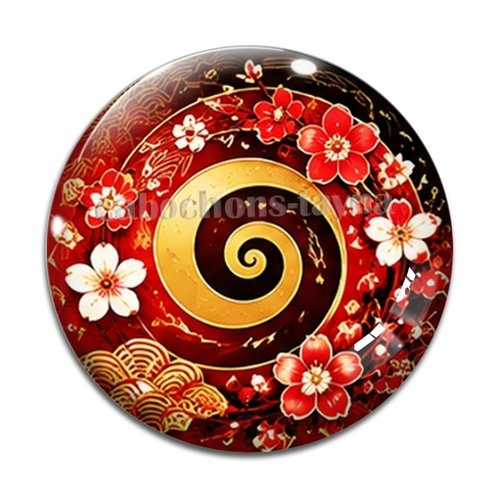 Cabochon spirale fleur, cabochon résine, verre rond différente taille