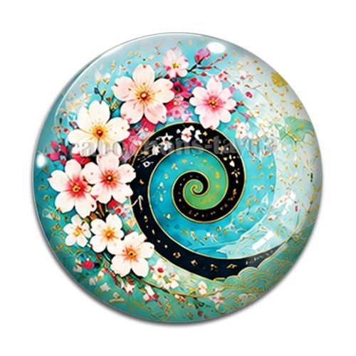 Cabochon spirale fleur, cabochon résine, verre rond différente taille