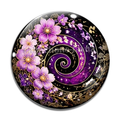 Cabochon spirale fleur, cabochon résine, verre rond différente taille