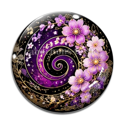 Cabochon spirale fleur, cabochon résine, verre rond différente taille