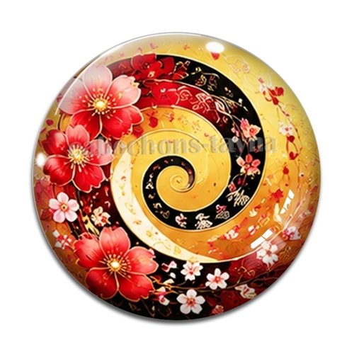 Cabochon spirale fleur, cabochon résine, verre rond différente taille