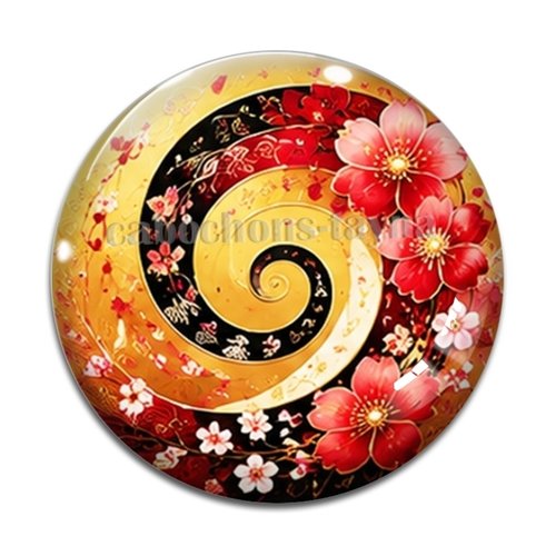 Cabochon spirale fleur, cabochon résine, verre rond différente taille