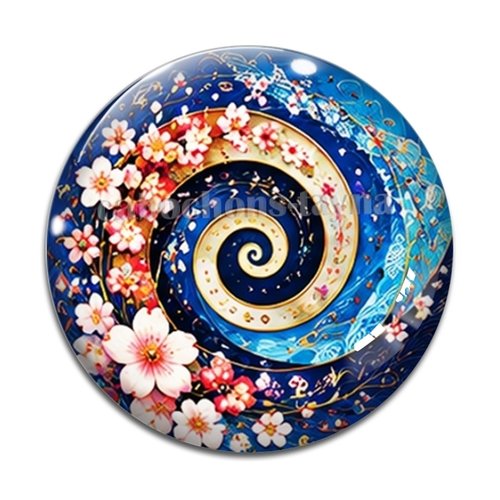 Cabochon spirale fleur, cabochon résine, verre rond différente taille